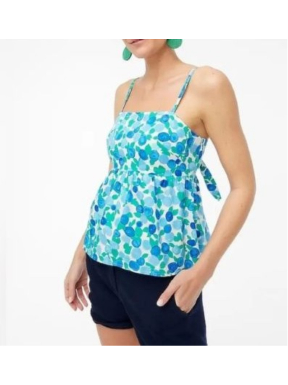 J.Crew Tie Back Strappy Top in Blueberry Print peplum Tank S 4